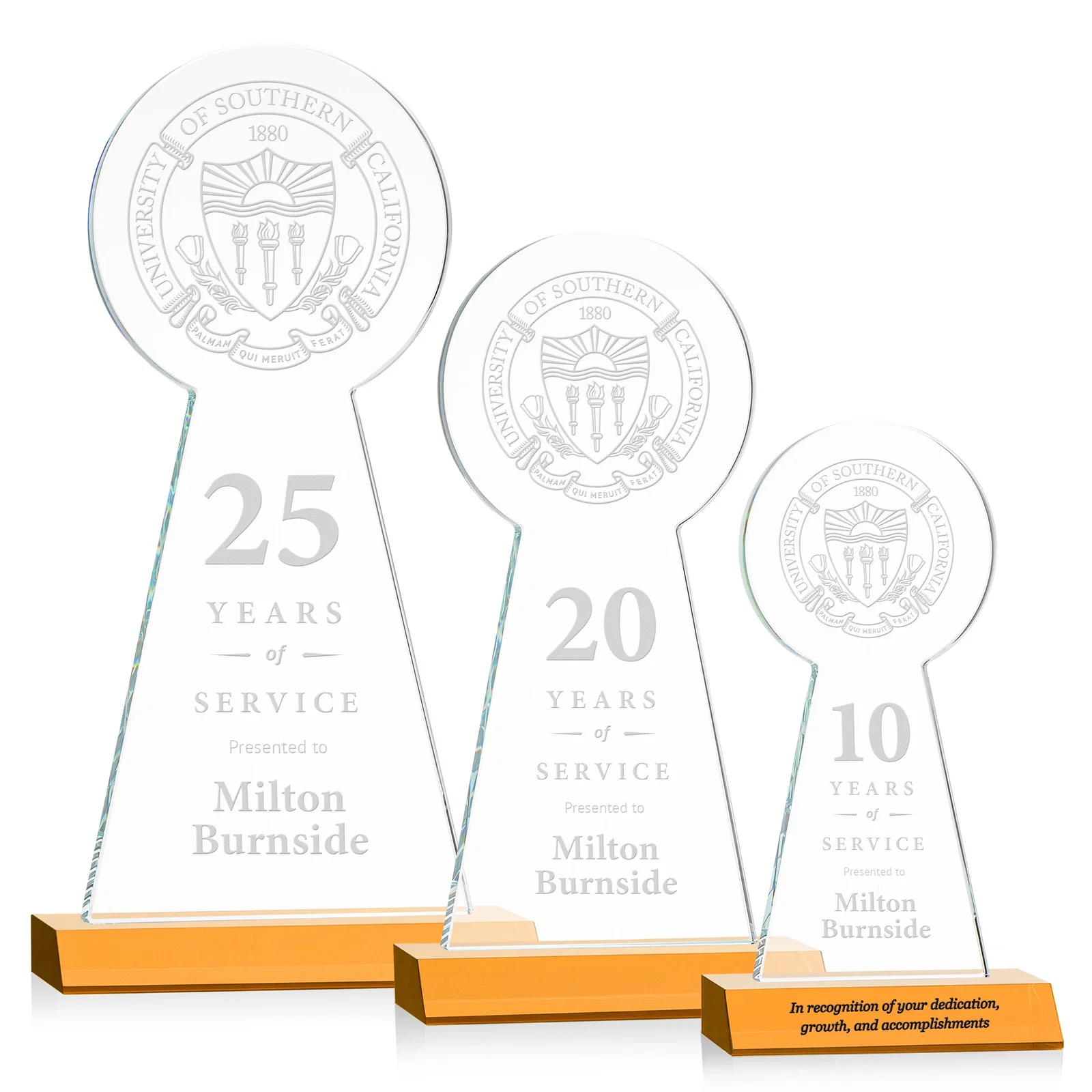 Custom Starfire Crystal Tower Award With Large Circle Top for team milestone celebrations