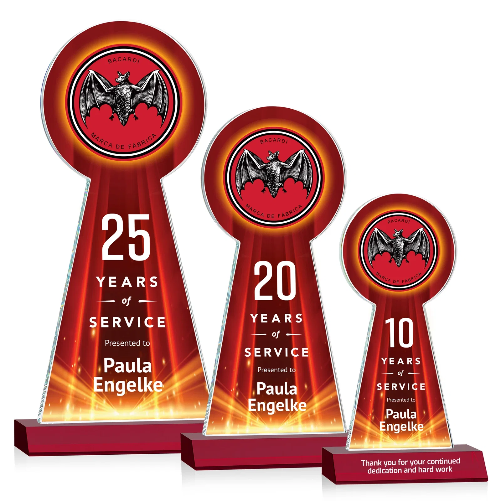 Custom printed Starfire Crystal Tower Award With Large Circle Top for team milestone celebrations