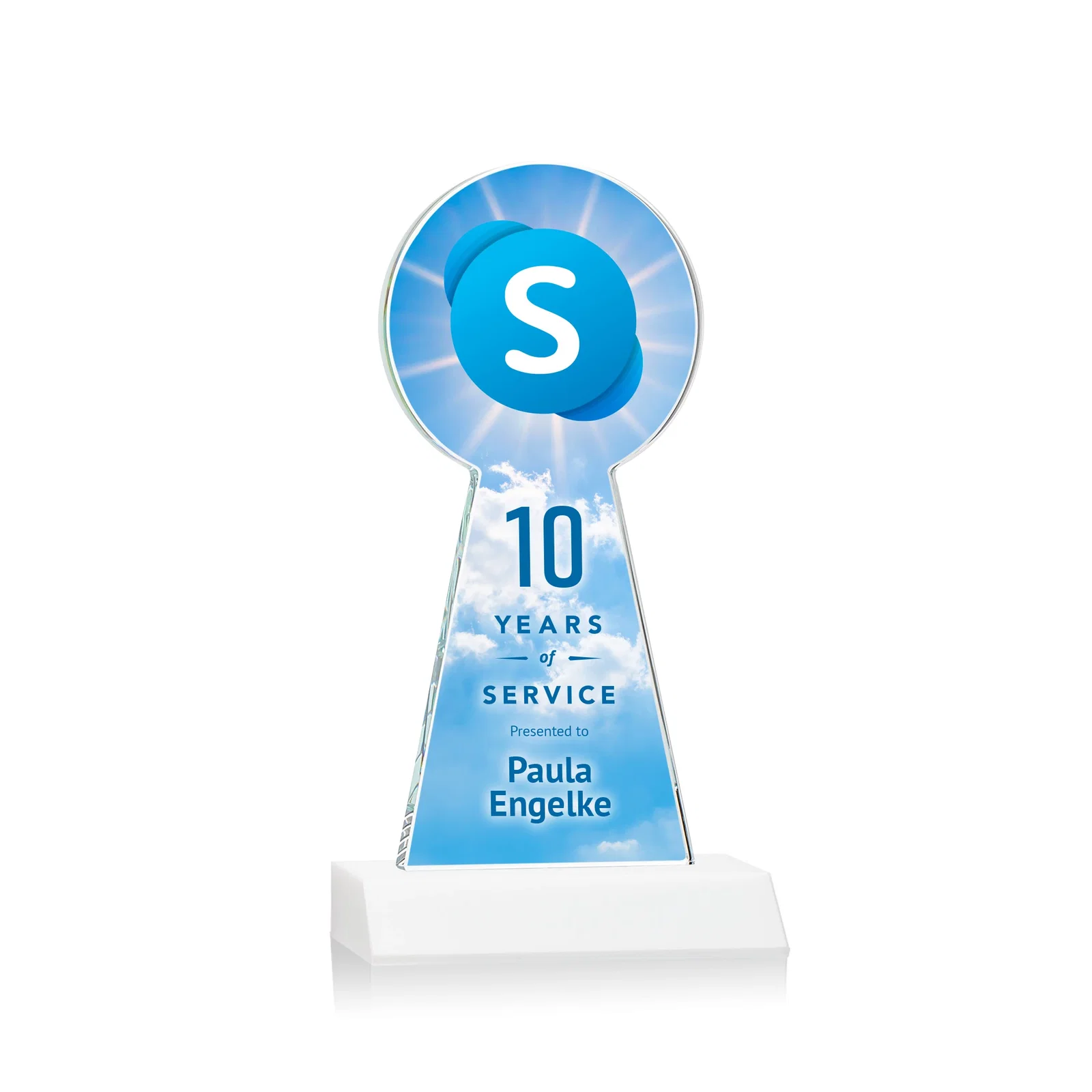 Customized Starfire Crystal Tower Award With Large Circle Top for service anniversary gifts