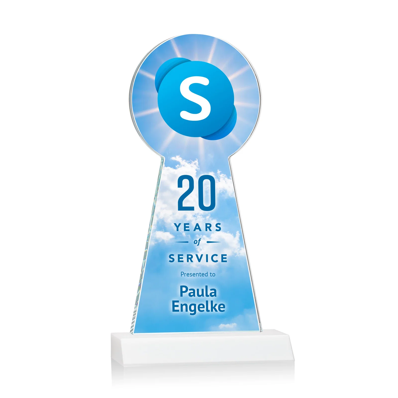 Customized Starfire Crystal Tower Award With Large Circle Top for sales achievement awards