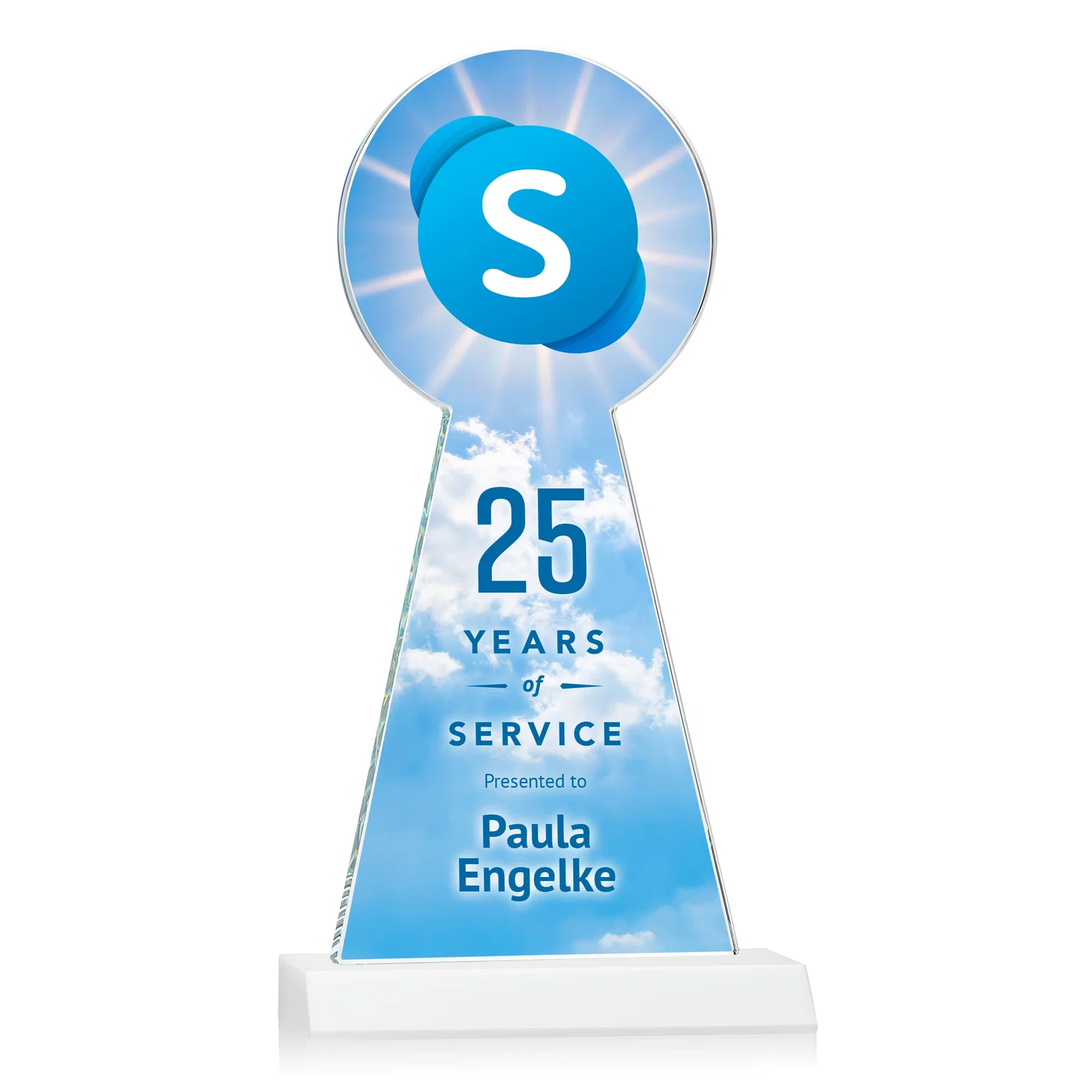 Customized Starfire Crystal Tower Award With Large Circle Top for retirement presentations