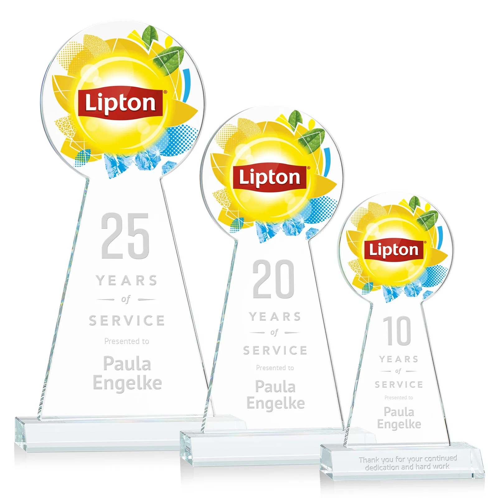 Customized Starfire Crystal Tower Award With Large Circle Top for team milestone celebrations