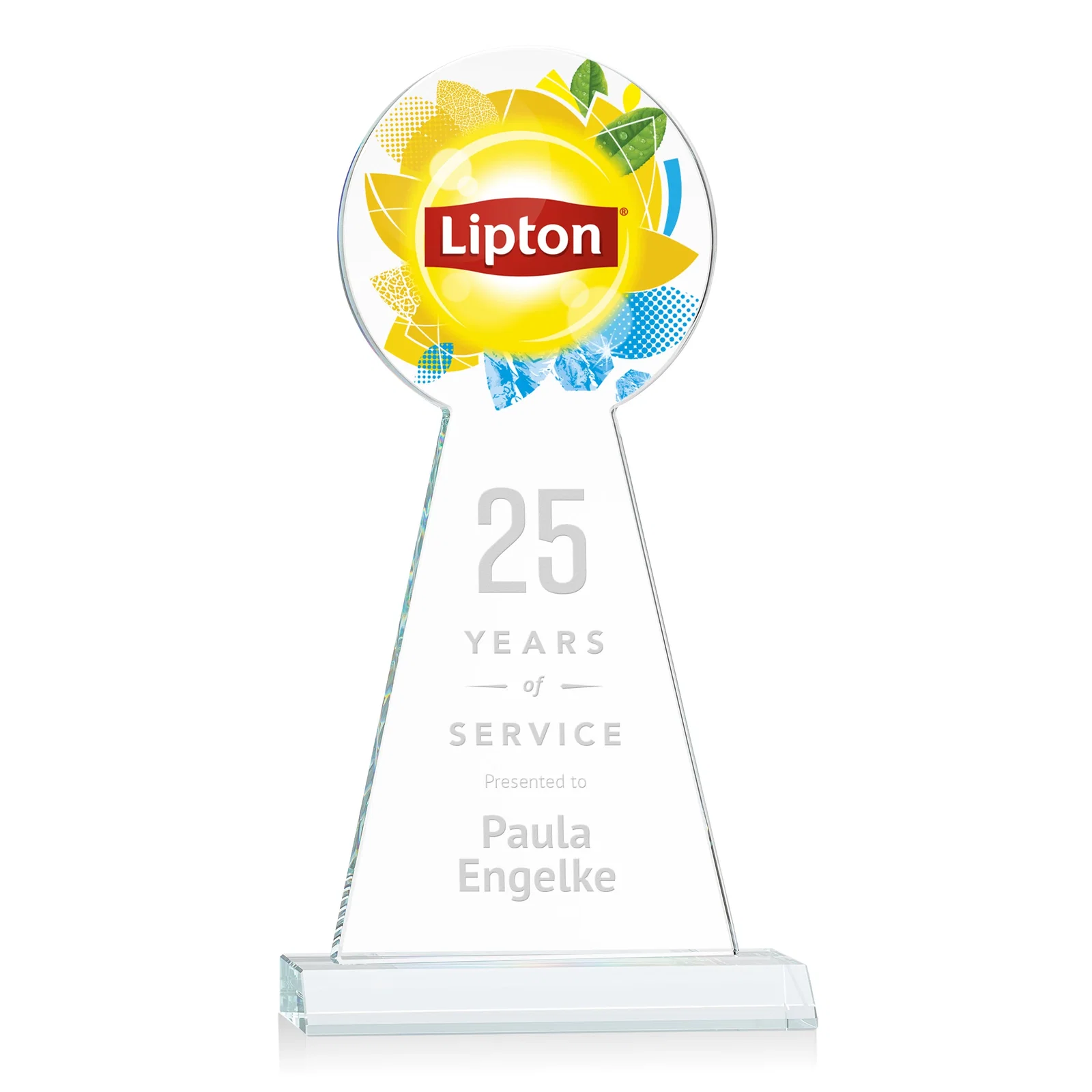 Customized Starfire Crystal Tower Award With Large Circle Top for safety achievement programs