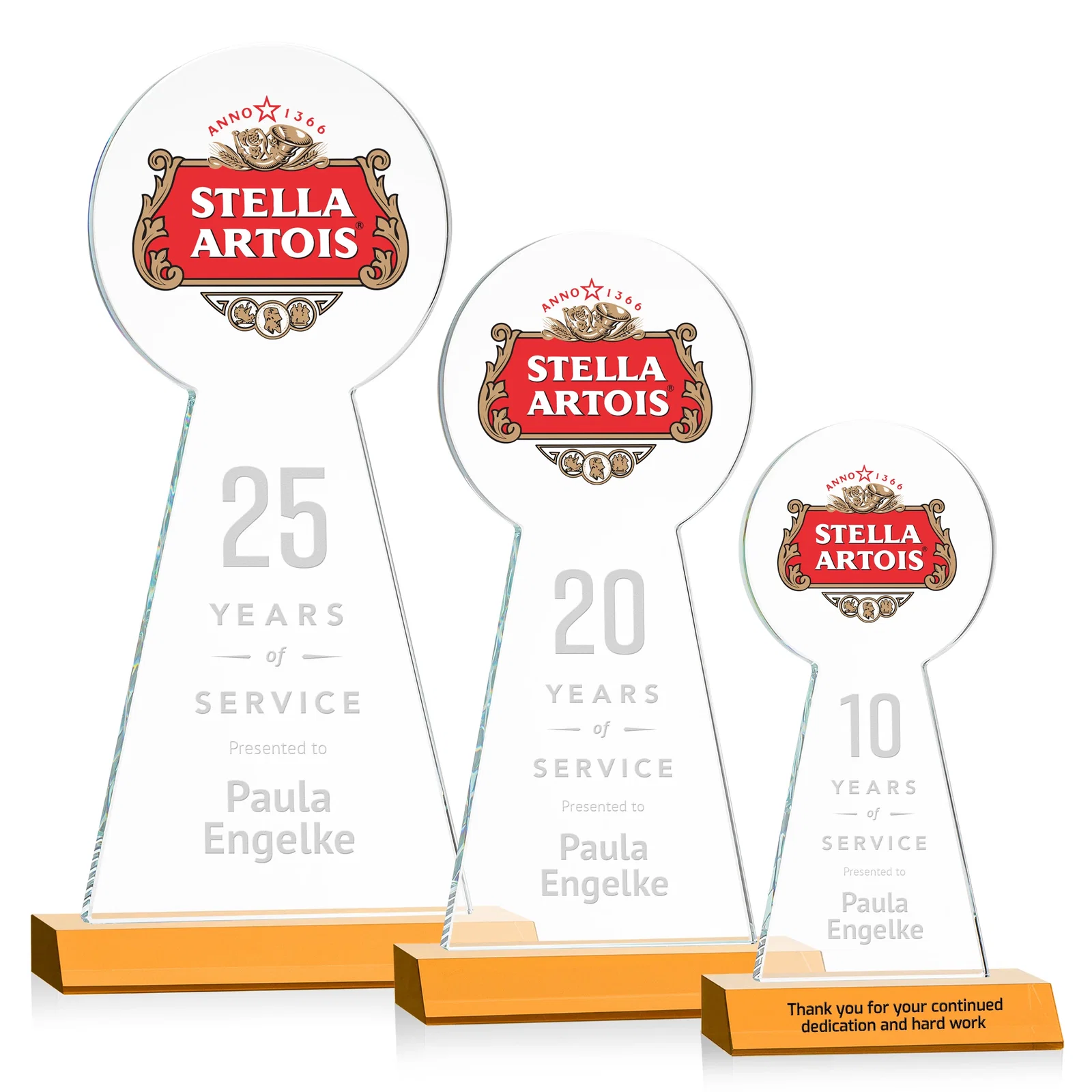 Customized Starfire Crystal Tower Award With Large Circle Top for volunteer appreciation