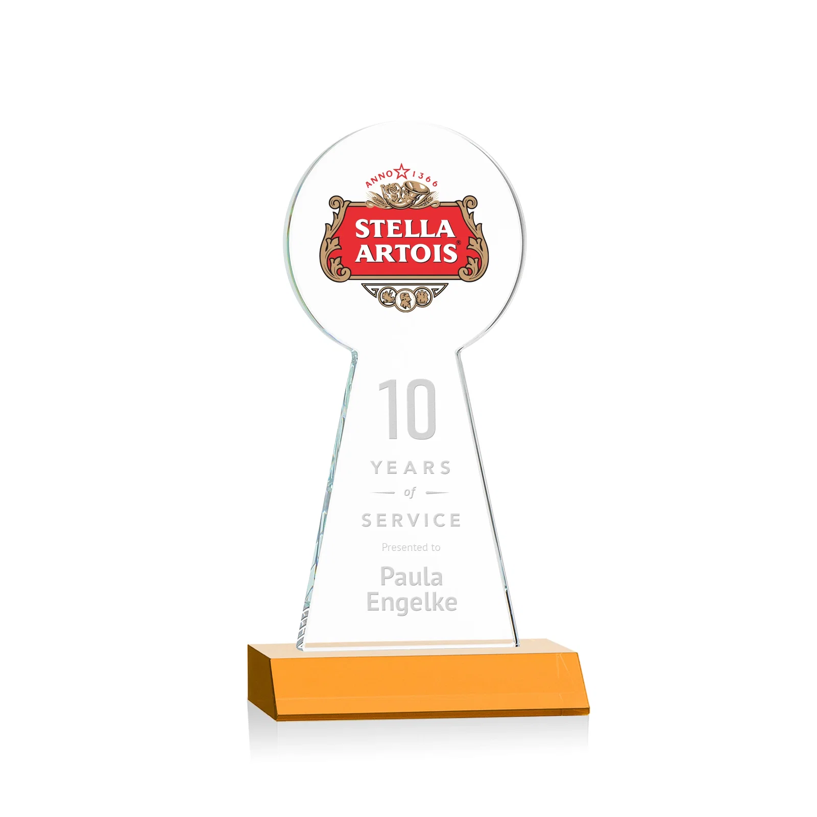 Customized Starfire Crystal Tower Award With Large Circle Top for dealer and partner awards