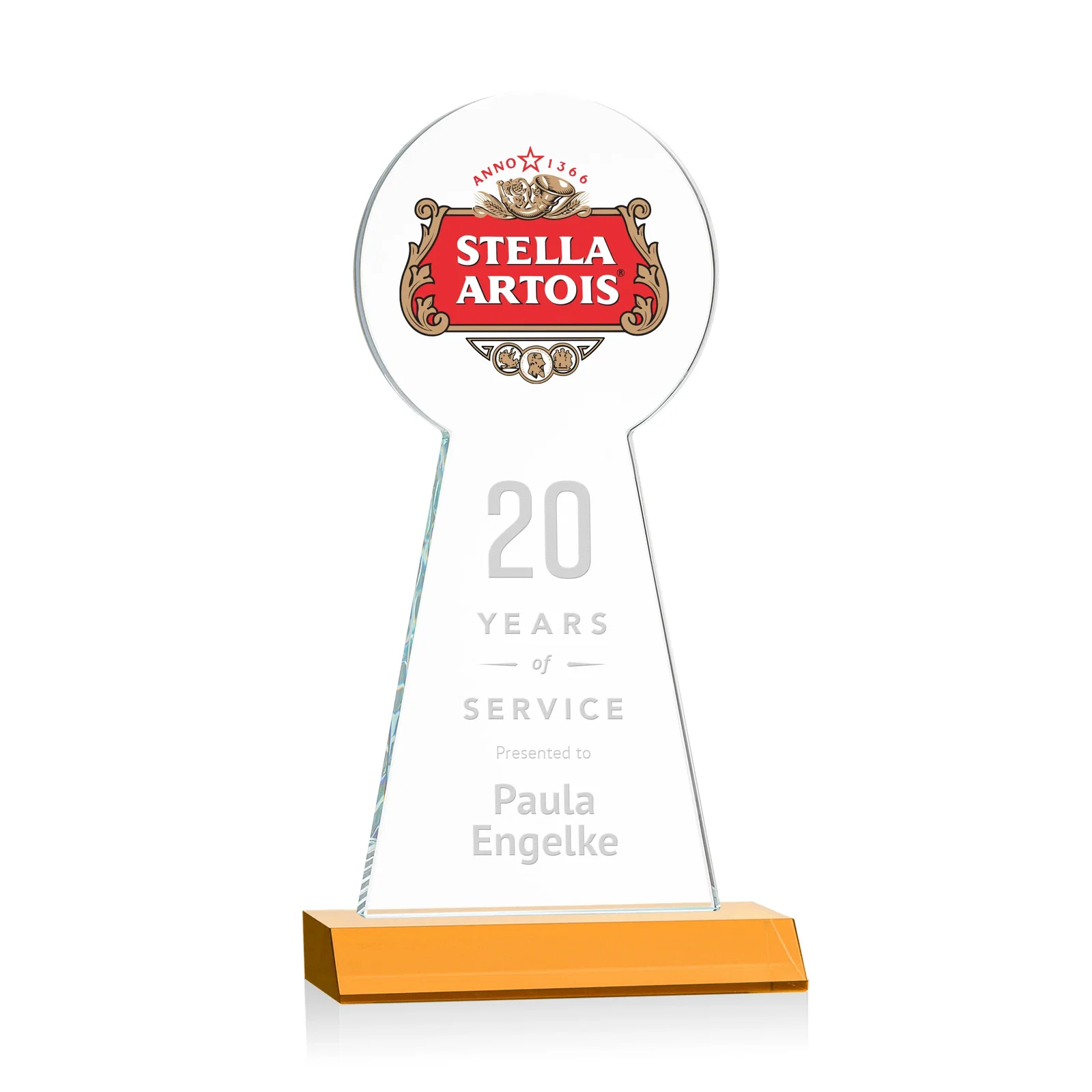 Customized Starfire Crystal Tower Award With Large Circle Top for company anniversary events