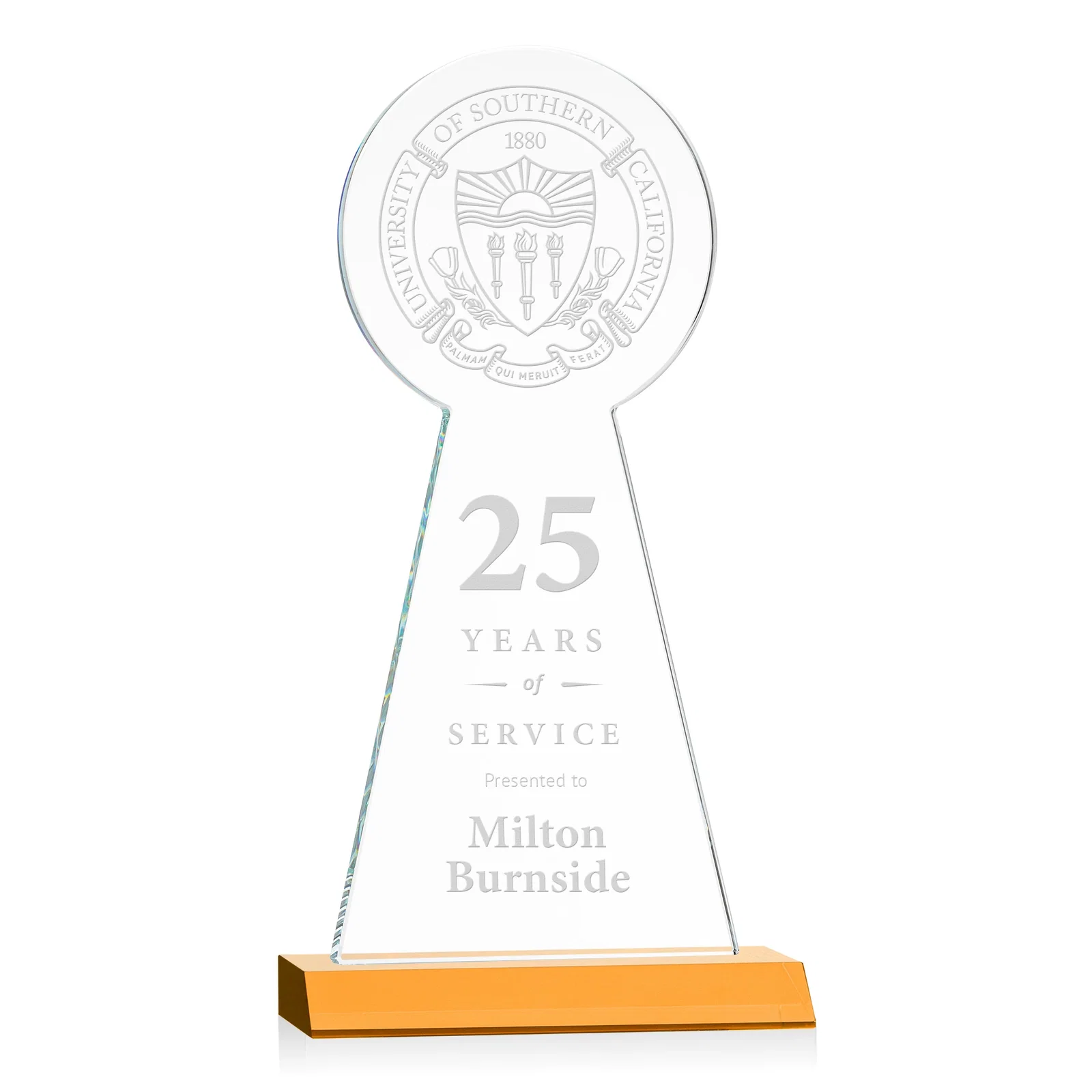 Custom Starfire Crystal Tower Award With Large Circle Top for safety achievement programs
