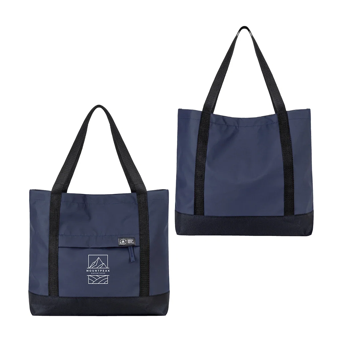 Custom Lakeshore Recycled Nylon Tote, front view of the branded tote bag