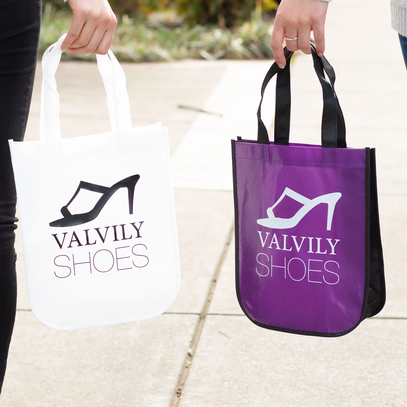 Laminated Fashion Tote Bag held in hand