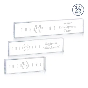 Starfire Crystal Desk Nameplate, 0.75 Inch Thick With Polished Edges