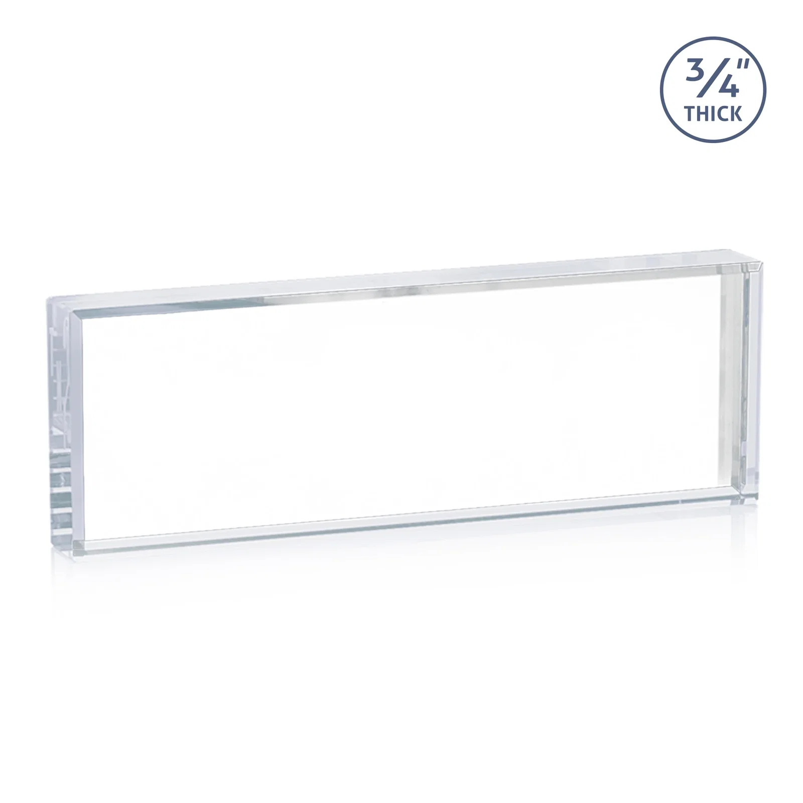 Custom Starfire Crystal Desk Nameplate, 0.75 Inch Thick With Polished Edges for volunteer appreciation