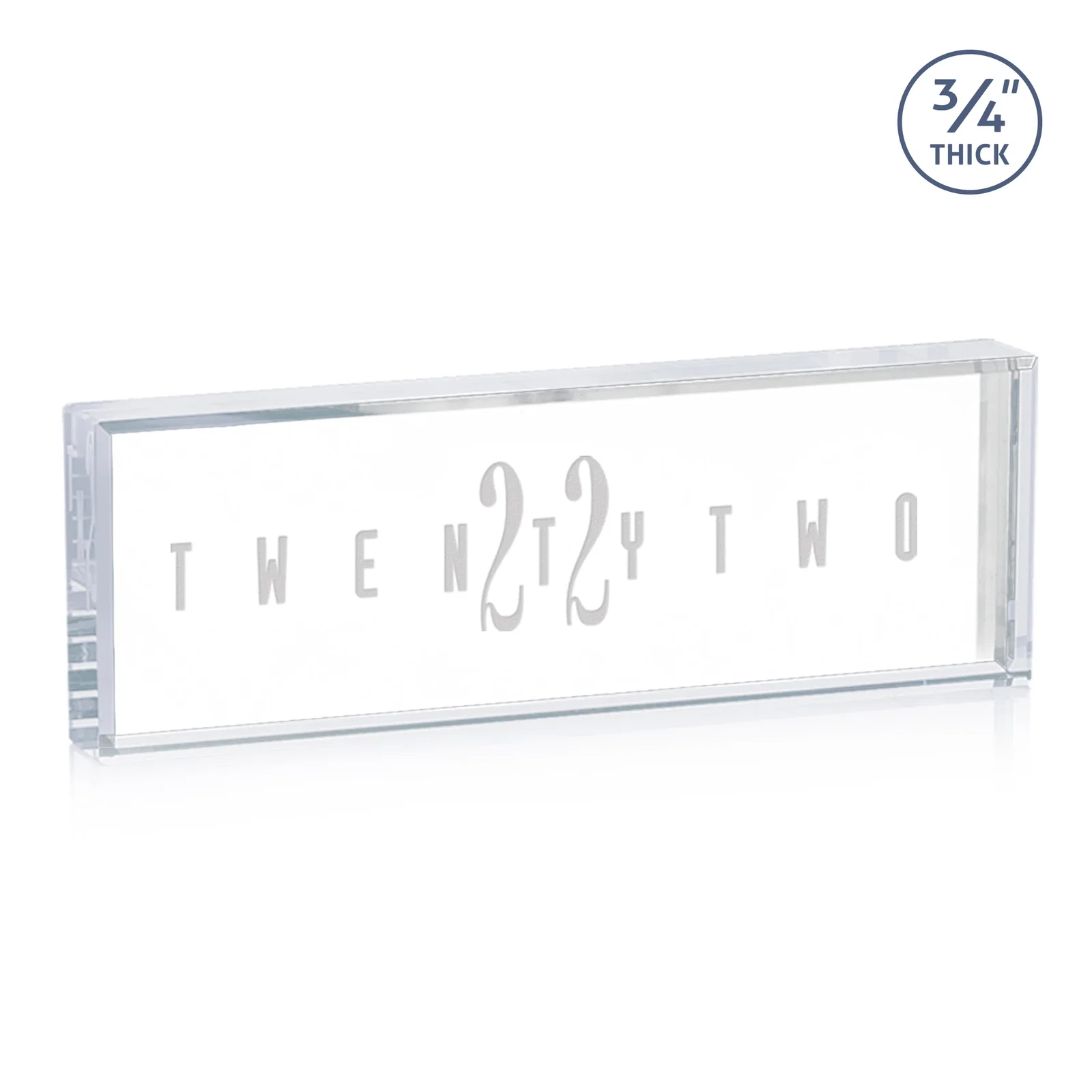 Custom Starfire Crystal Desk Nameplate, 0.75 Inch Thick With Polished Edges for corporate award ceremonies