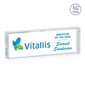 Starfire Crystal Desk Nameplate, 0.75 Inch Thick With Polished Edges