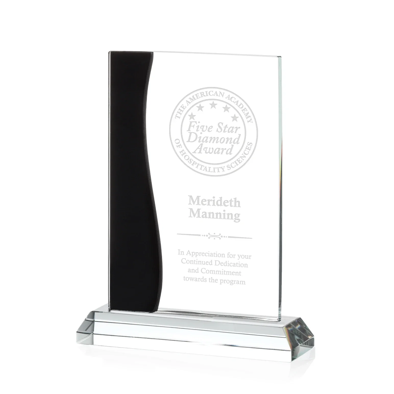 Custom Starfire Crystal Rectangle Award With Layered Blue Accent, awards for team milestone celebrations