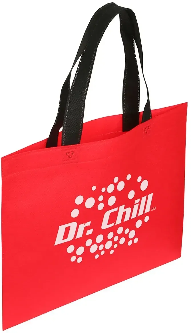 Branded EcoMax portrait shopping tote angled view showing the 80GSM non-woven build