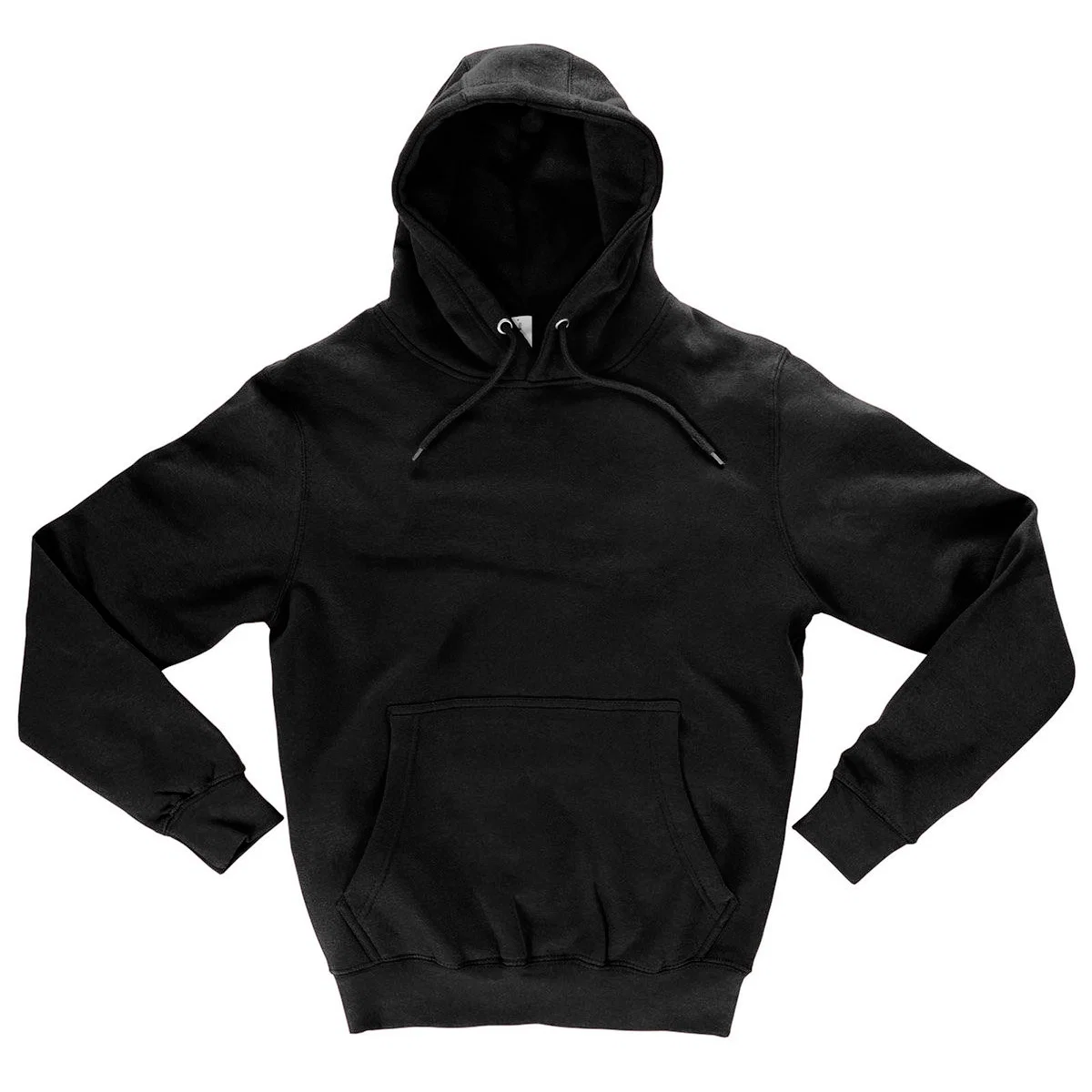 Pullover hoodie laid flat and photographed from the front