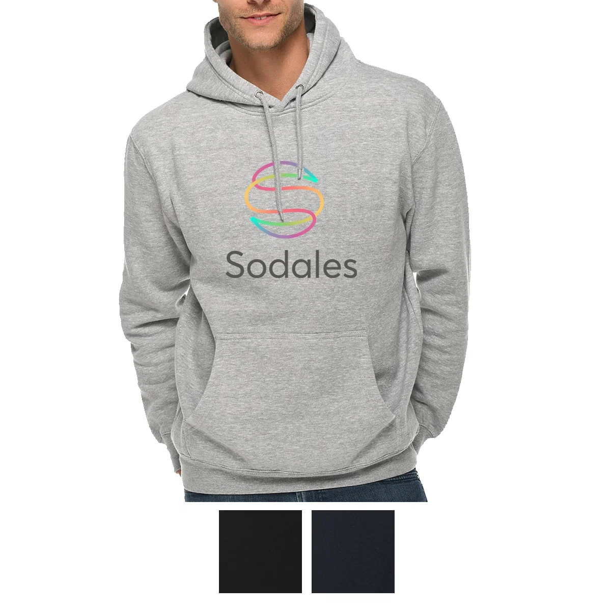 Back of the hooded sweatshirt shown without decoration
