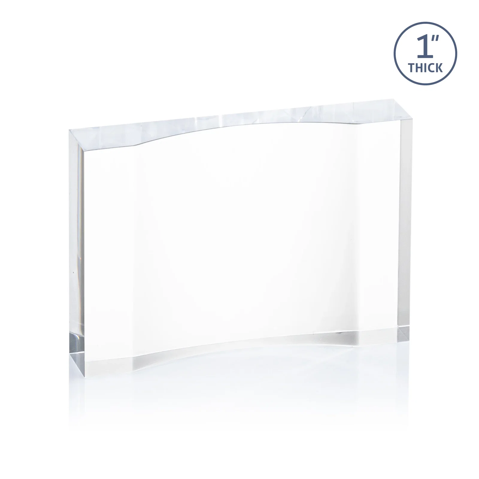 Promotional Thick Acrylic Award With Inward-Curved Recessed Text Panel for donor appreciation