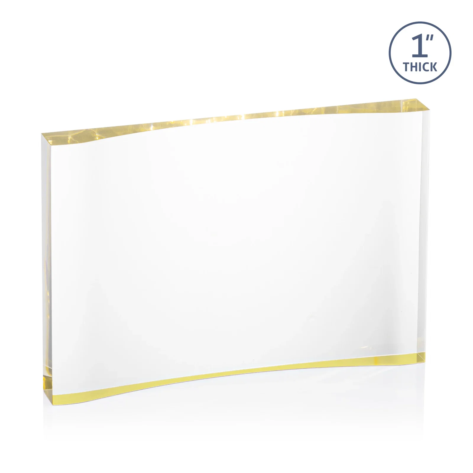 Branded Thick Acrylic Award With Inward-Curved Recessed Text Panel for employee recognition