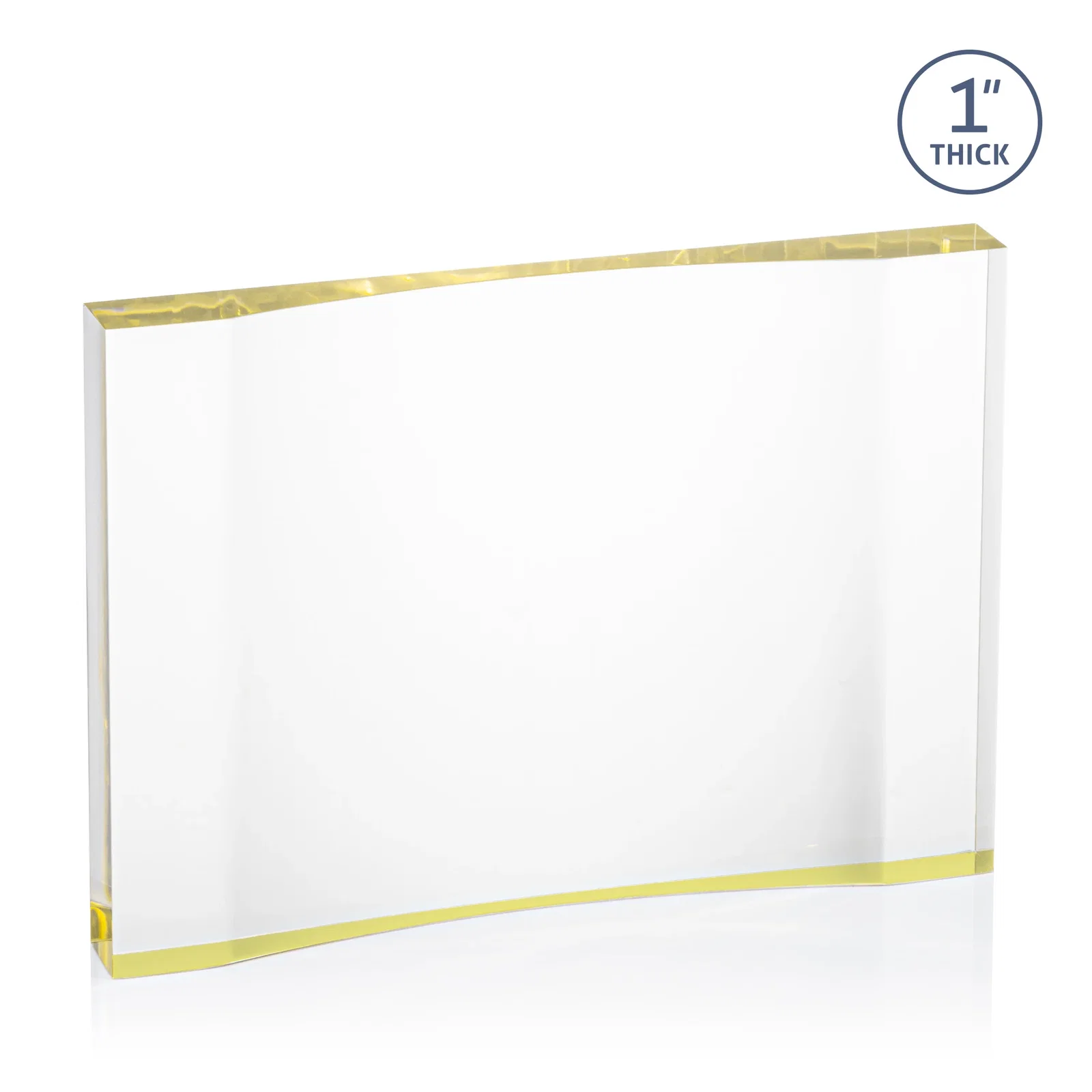 Branded Thick Acrylic Award With Inward-Curved Recessed Text Panel for corporate award ceremonies