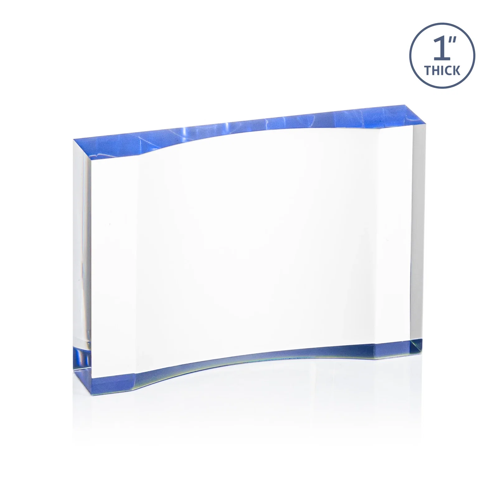 Branded Thick Acrylic Award With Inward-Curved Recessed Text Panel for service anniversary gifts
