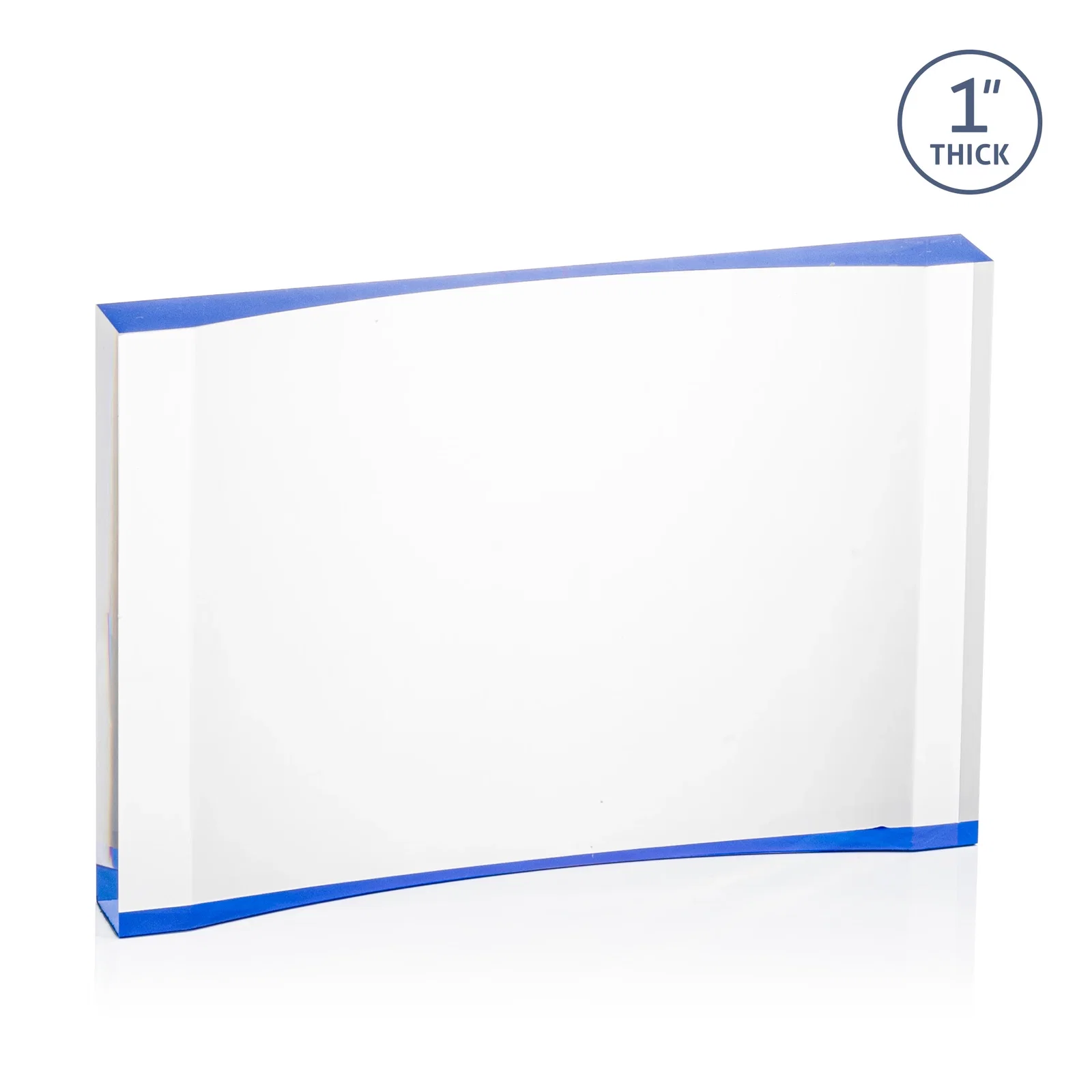 Branded Thick Acrylic Award With Inward-Curved Recessed Text Panel for retirement presentations