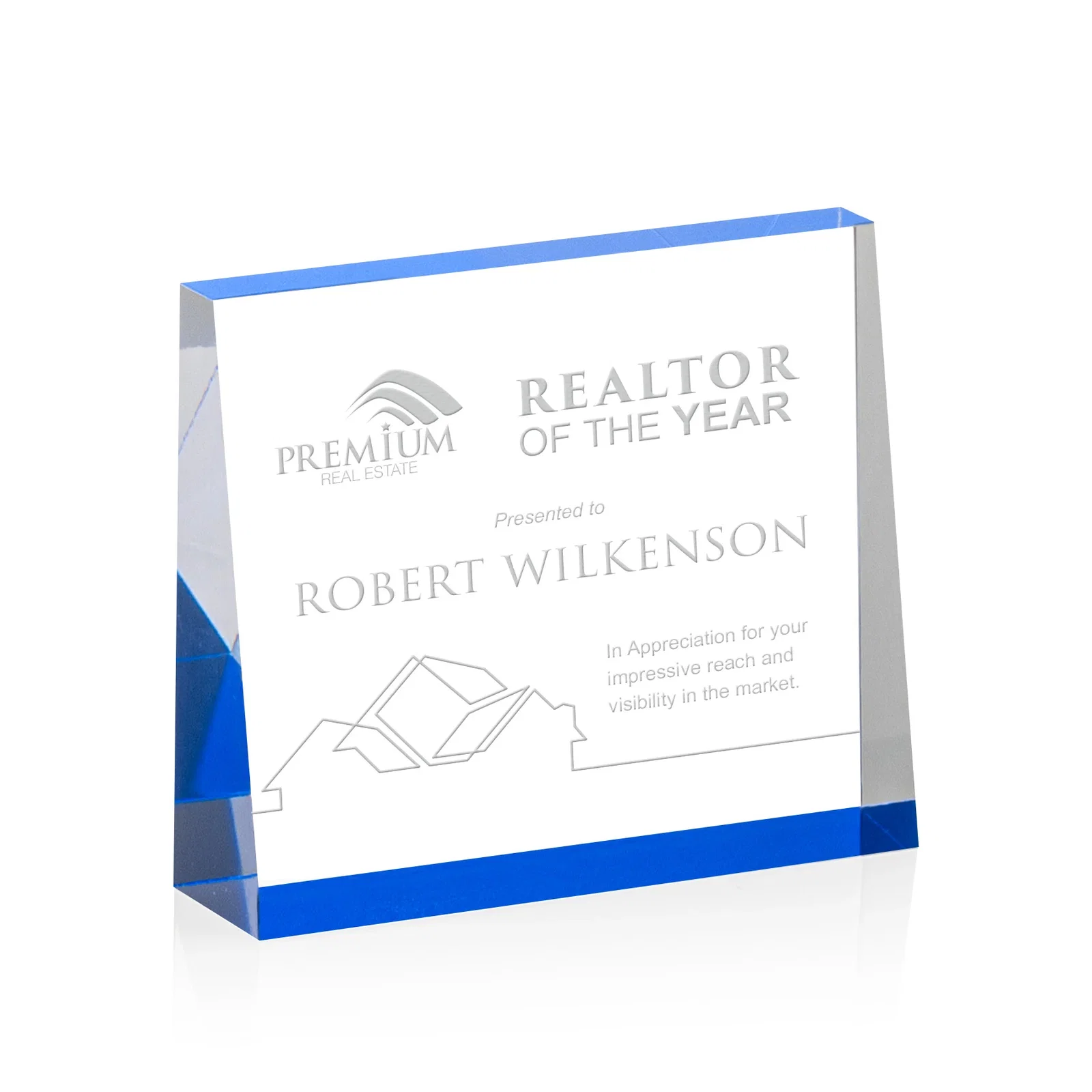 Personalized Horizontal Tapered Freestanding Acrylic Award for service anniversary gifts
