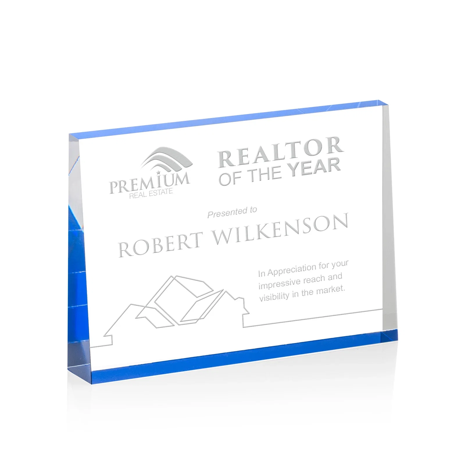 Personalized Horizontal Tapered Freestanding Acrylic Award for retirement presentations