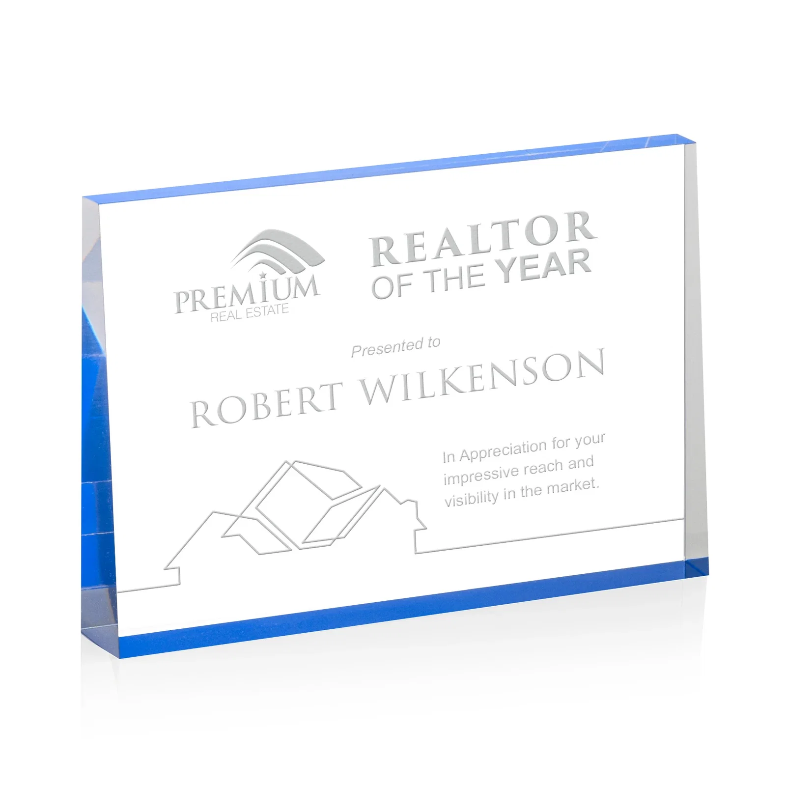 Personalized Horizontal Tapered Freestanding Acrylic Award for team milestone celebrations
