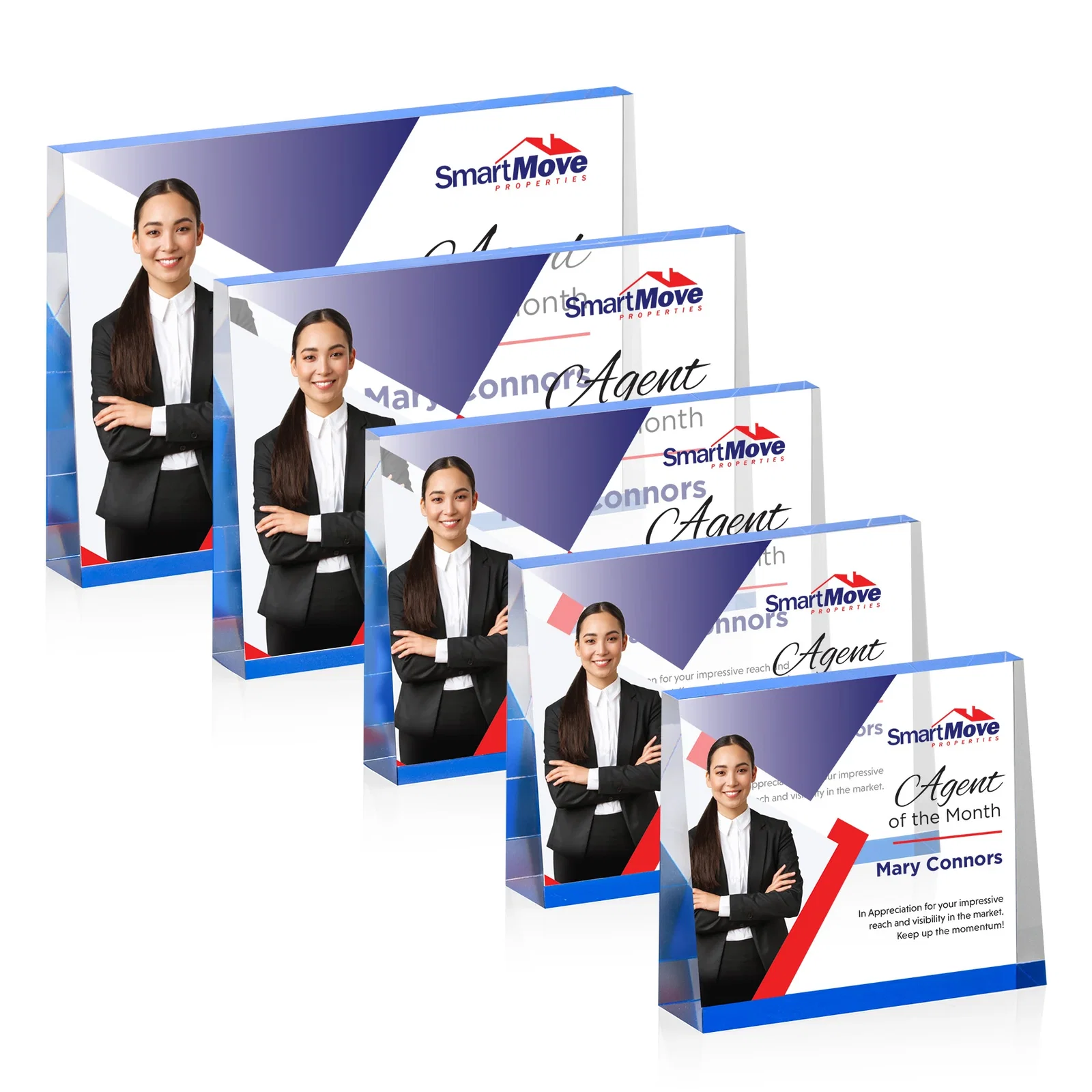 Personalized Horizontal Tapered Freestanding Acrylic Award for graduation ceremonies