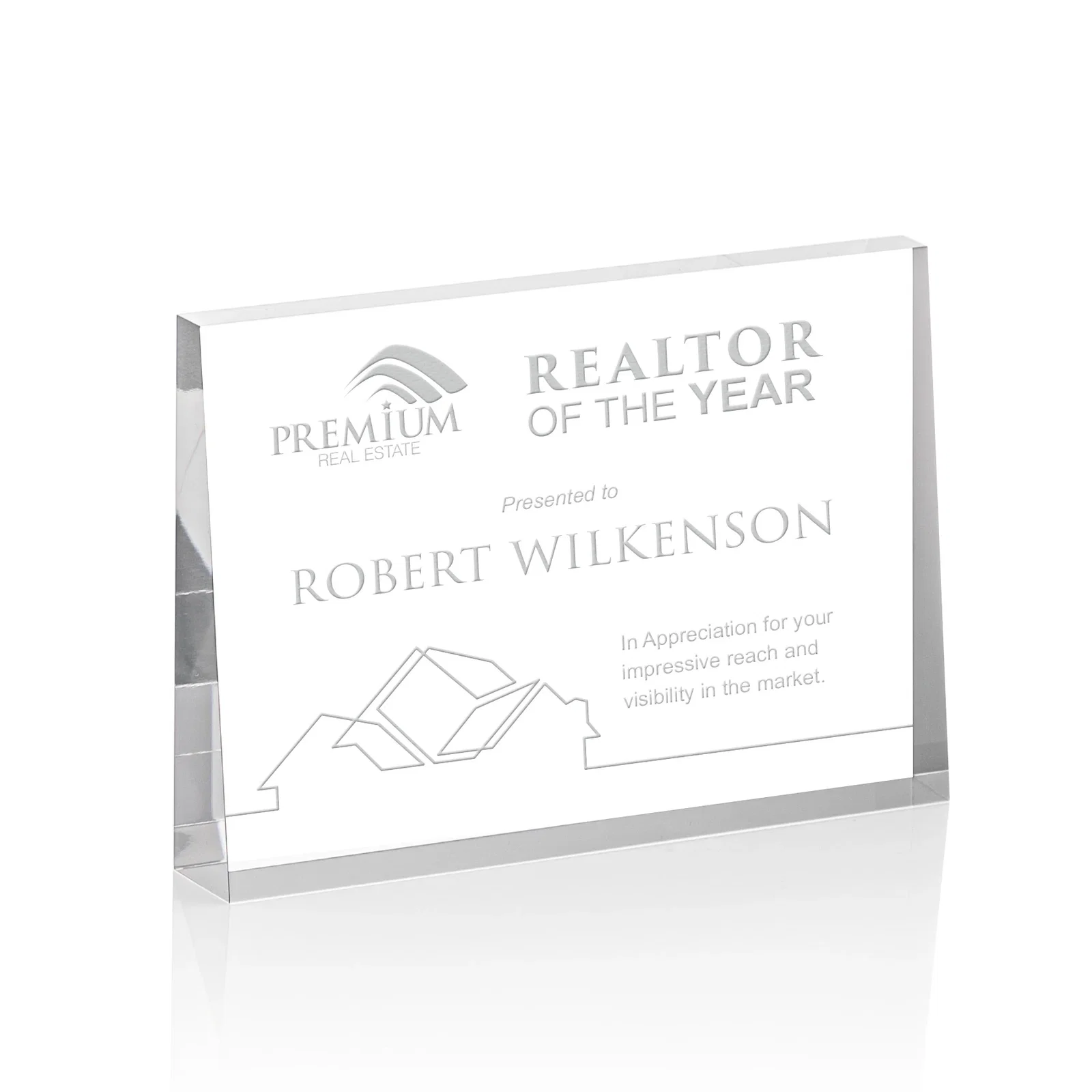 Custom Horizontal Tapered Freestanding Acrylic Award for sales achievement awards