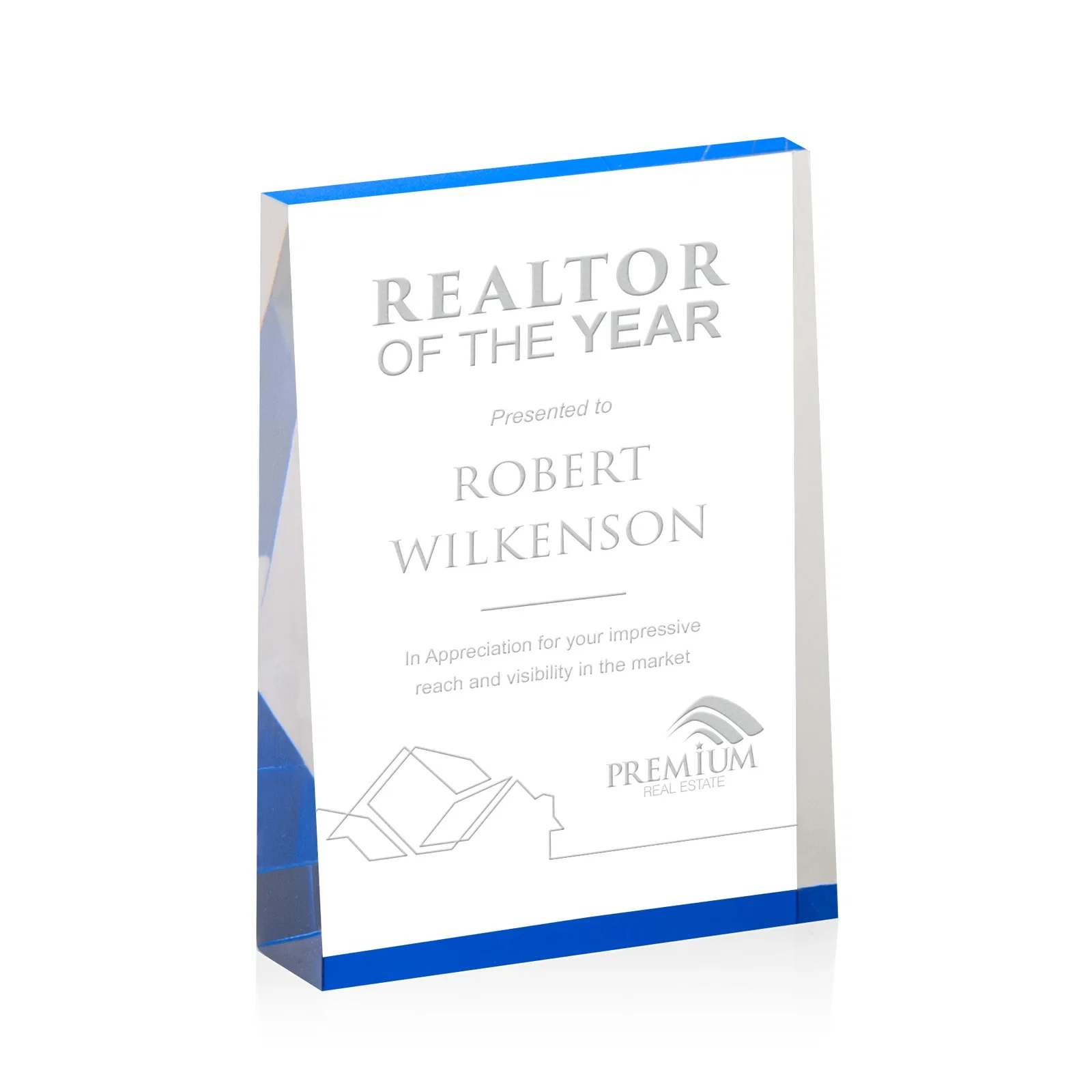 Personalized Vertical Tapered Freestanding Acrylic Award for service anniversary gifts