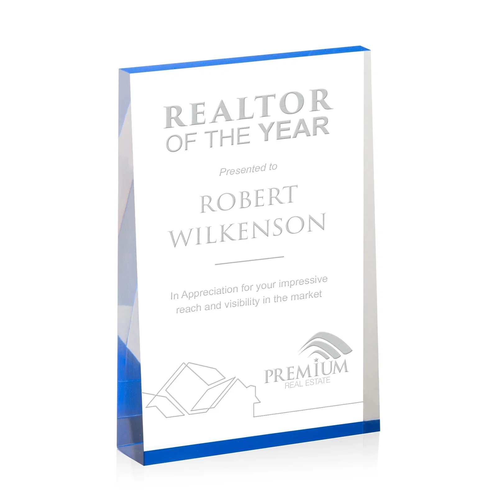 Personalized Vertical Tapered Freestanding Acrylic Award for sales achievement awards