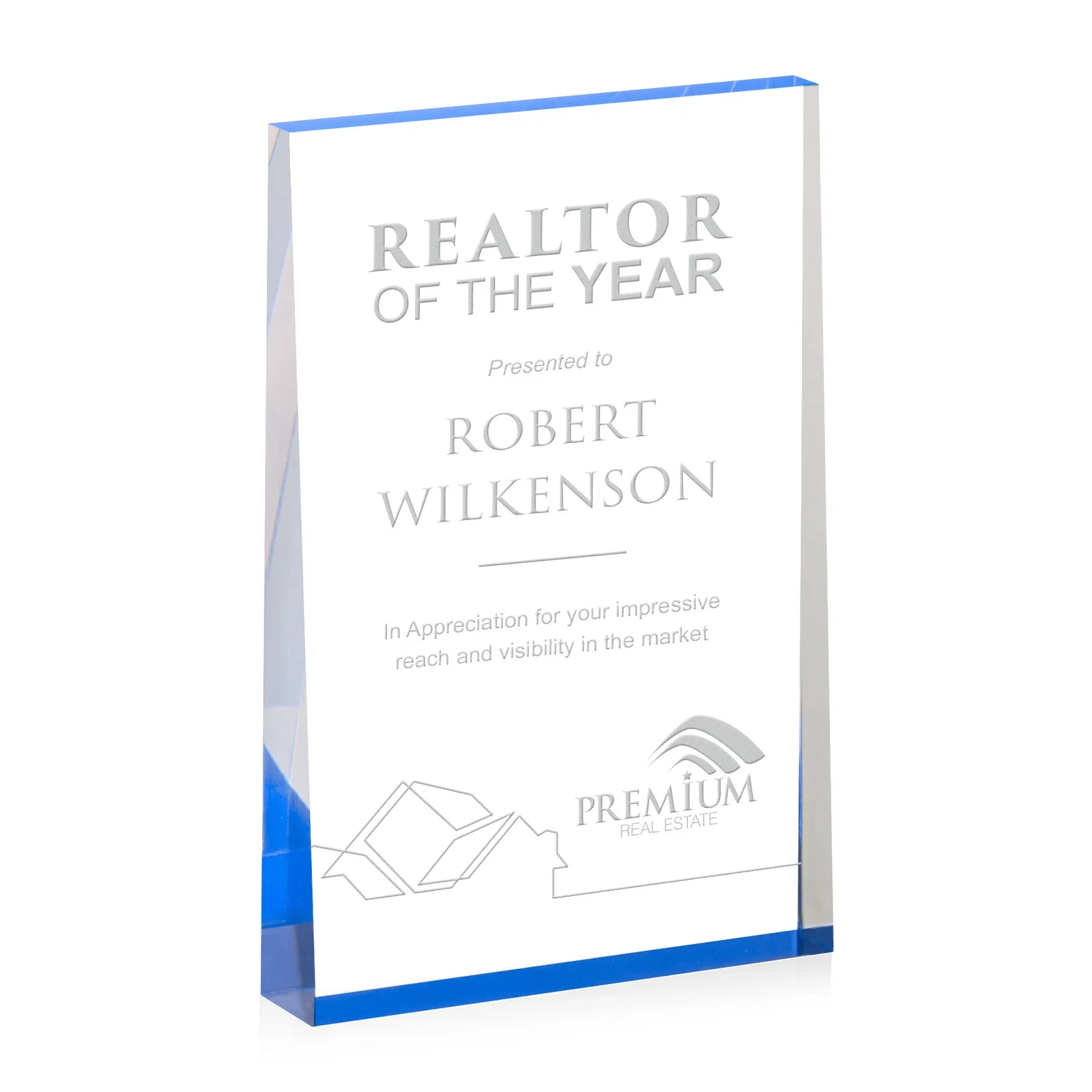 Personalized Vertical Tapered Freestanding Acrylic Award for retirement presentations