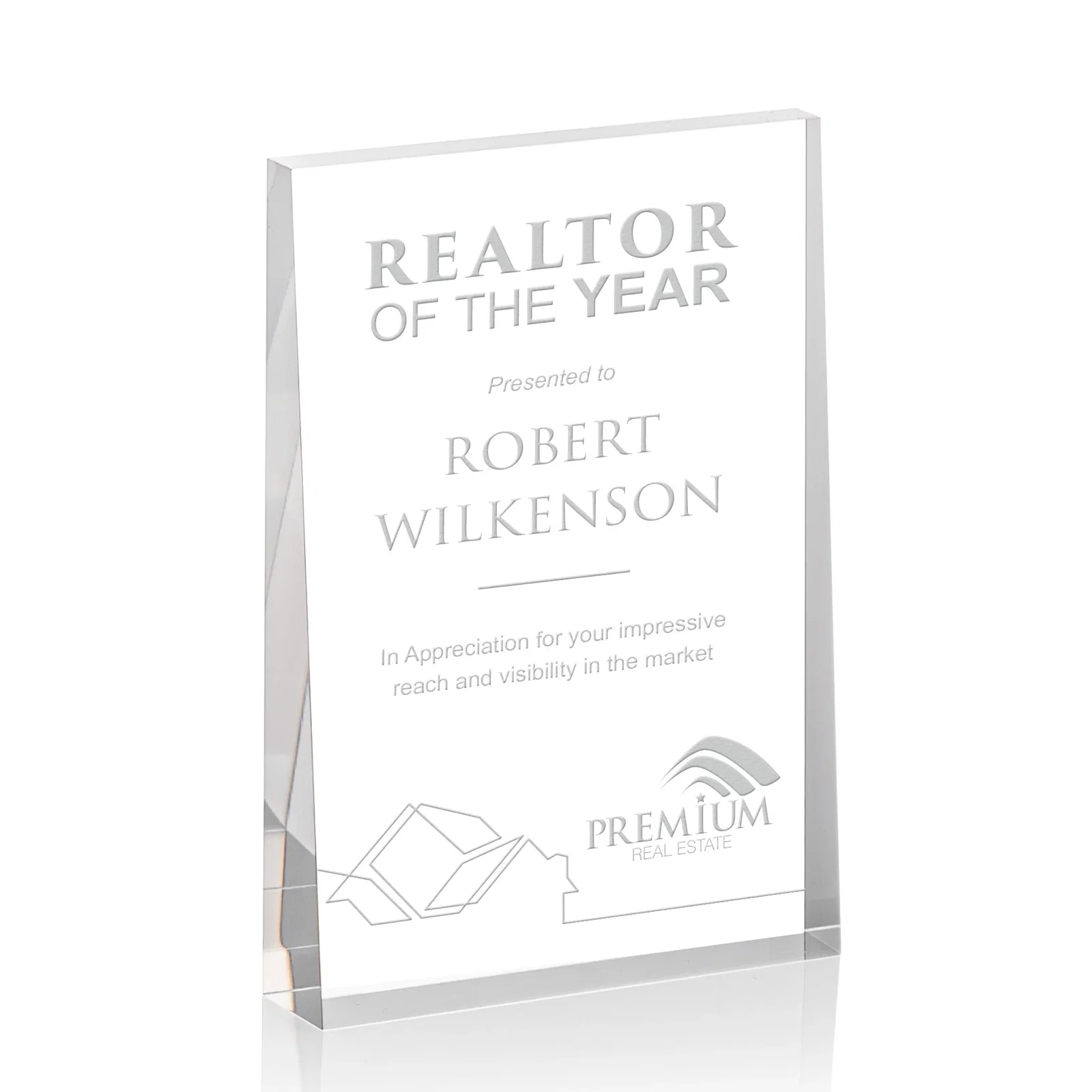 Custom Vertical Tapered Freestanding Acrylic Award for sales achievement awards