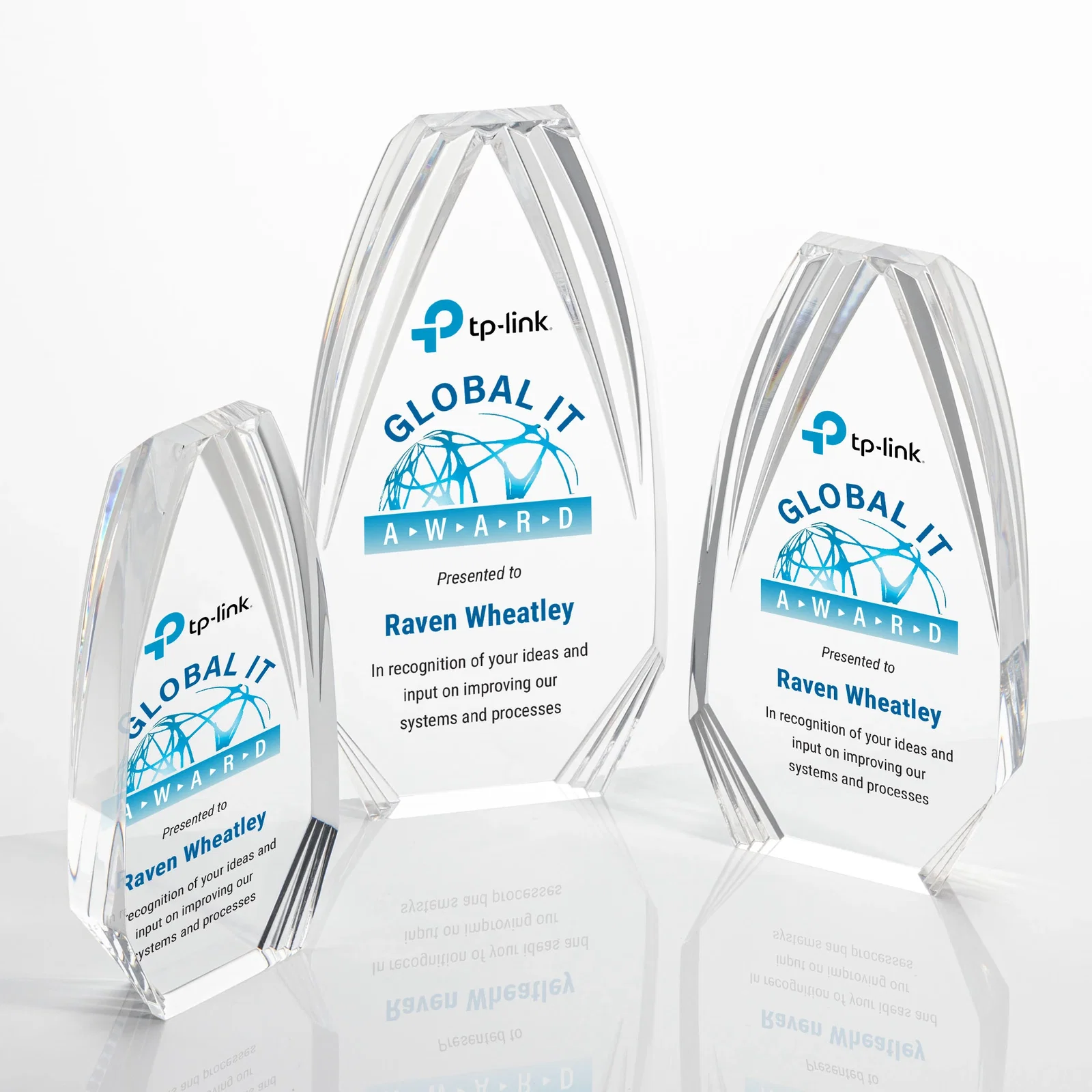Custom Ridged-Frame Acrylic Award With Sapphire Reflecting Base for dealer and partner awards