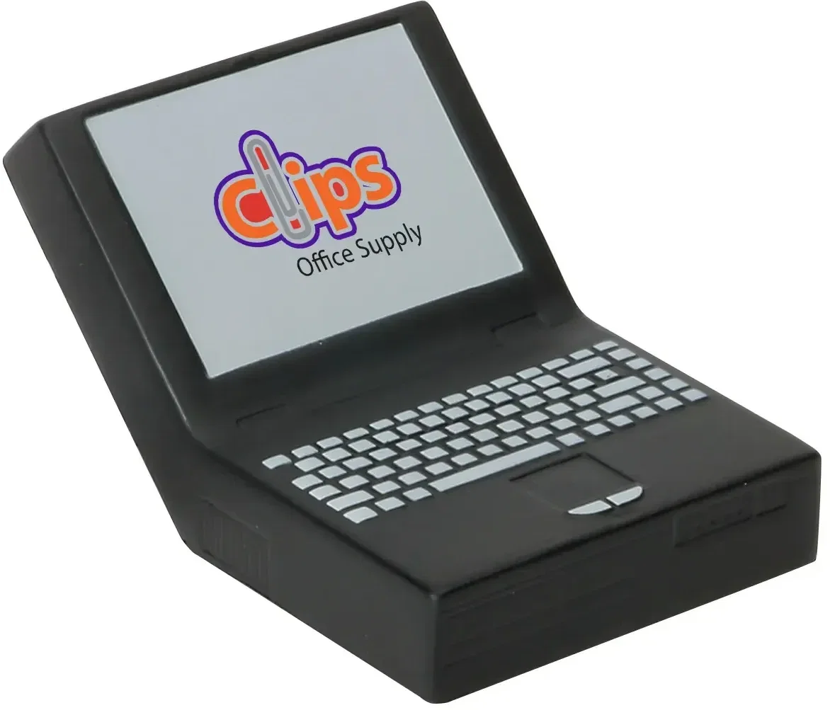 Laptop Stress Reliever, a custom open-notebook squeeze toy for logo-branded tech and IT promotions