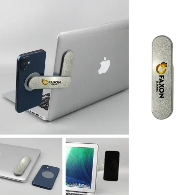 Swivel phone mount in a metallic finish, just under five inches wide