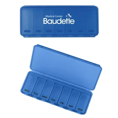 Seven day pill organizer with a compartment for each weekday