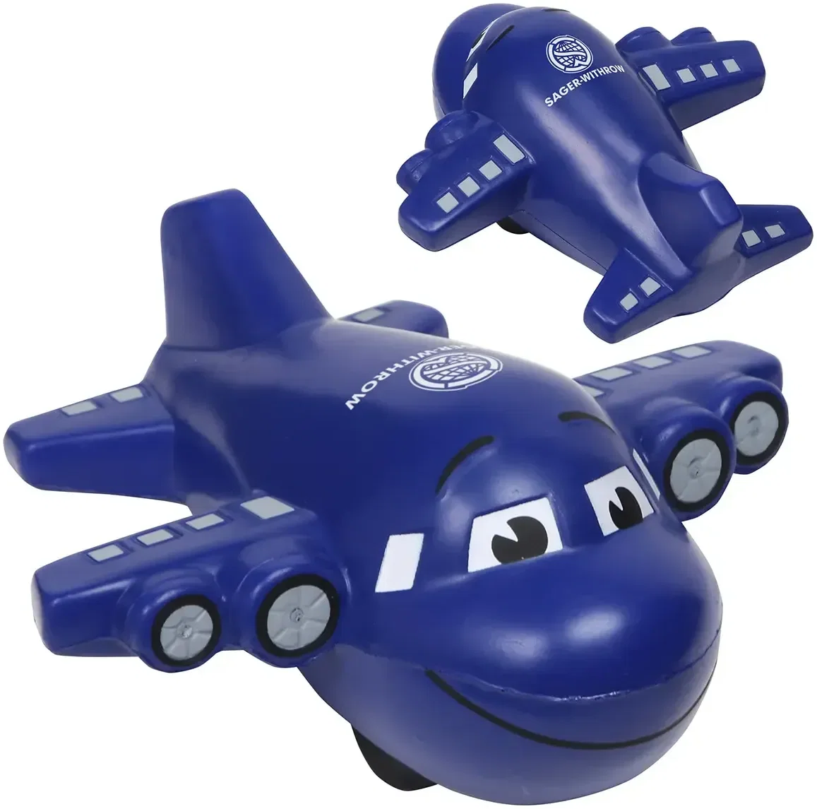Large Airplane Stress Reliever custom foam squeeze toy, top view of promotional passenger jet