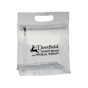 Large Frosted Zippered Amenities Bag, 10" x 11.75" x 3.75" PVC, 1-Color Imprint
