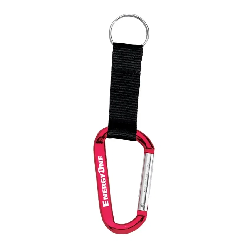 Custom Large Carabiner Key Ring with Nylon Strap — view 3