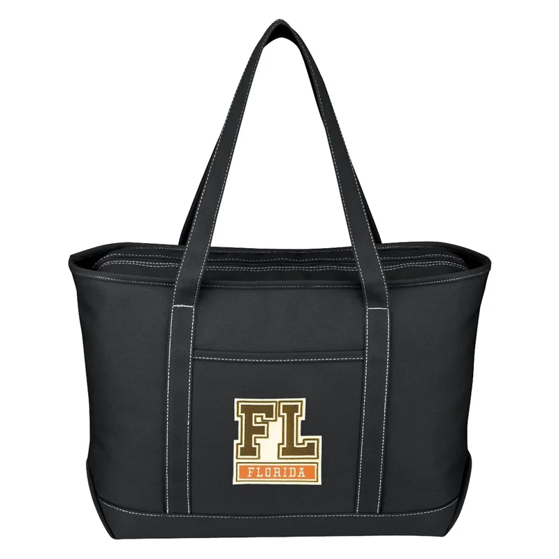 Large Cotton Canvas Yacht Tote Bag With Tackle Twill Patch — view 10