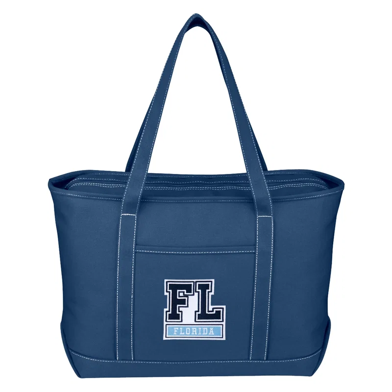 Large Cotton Canvas Yacht Tote Bag With Tackle Twill Patch — view 12