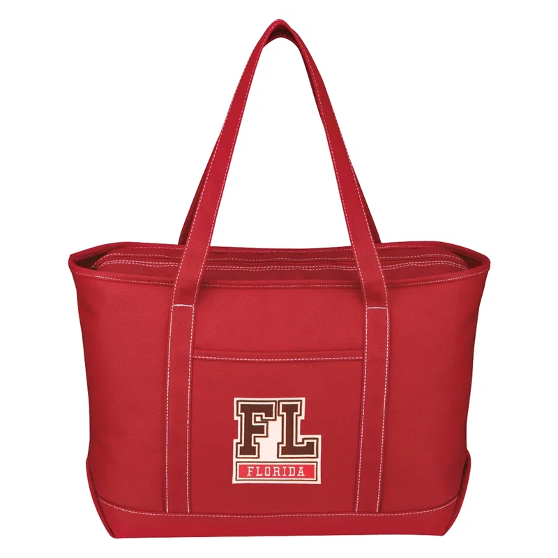 Large Cotton Canvas Yacht Tote Bag With Tackle Twill Patch — view 2