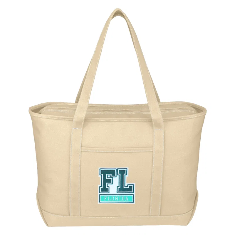 Large Cotton Canvas Yacht Tote Bag With Tackle Twill Patch — view 6