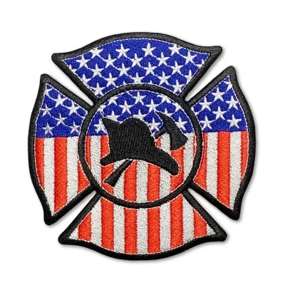 Small embroidered emblem shown flat against a plain background