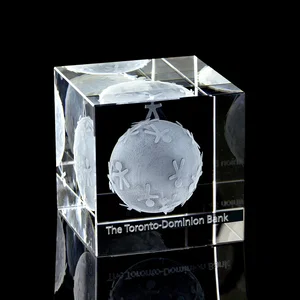 Large Flat Cube Crystal Award, 3.13" Optical Crystal, Full-Color Imprint