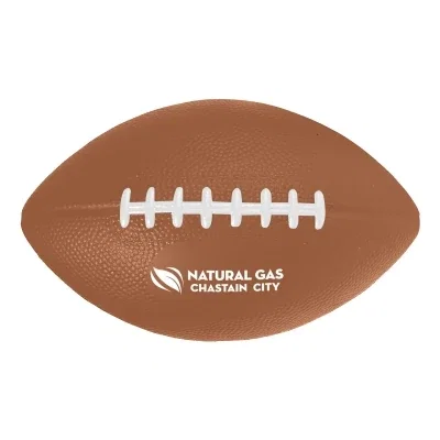 Brown foam football with white lacing along the top