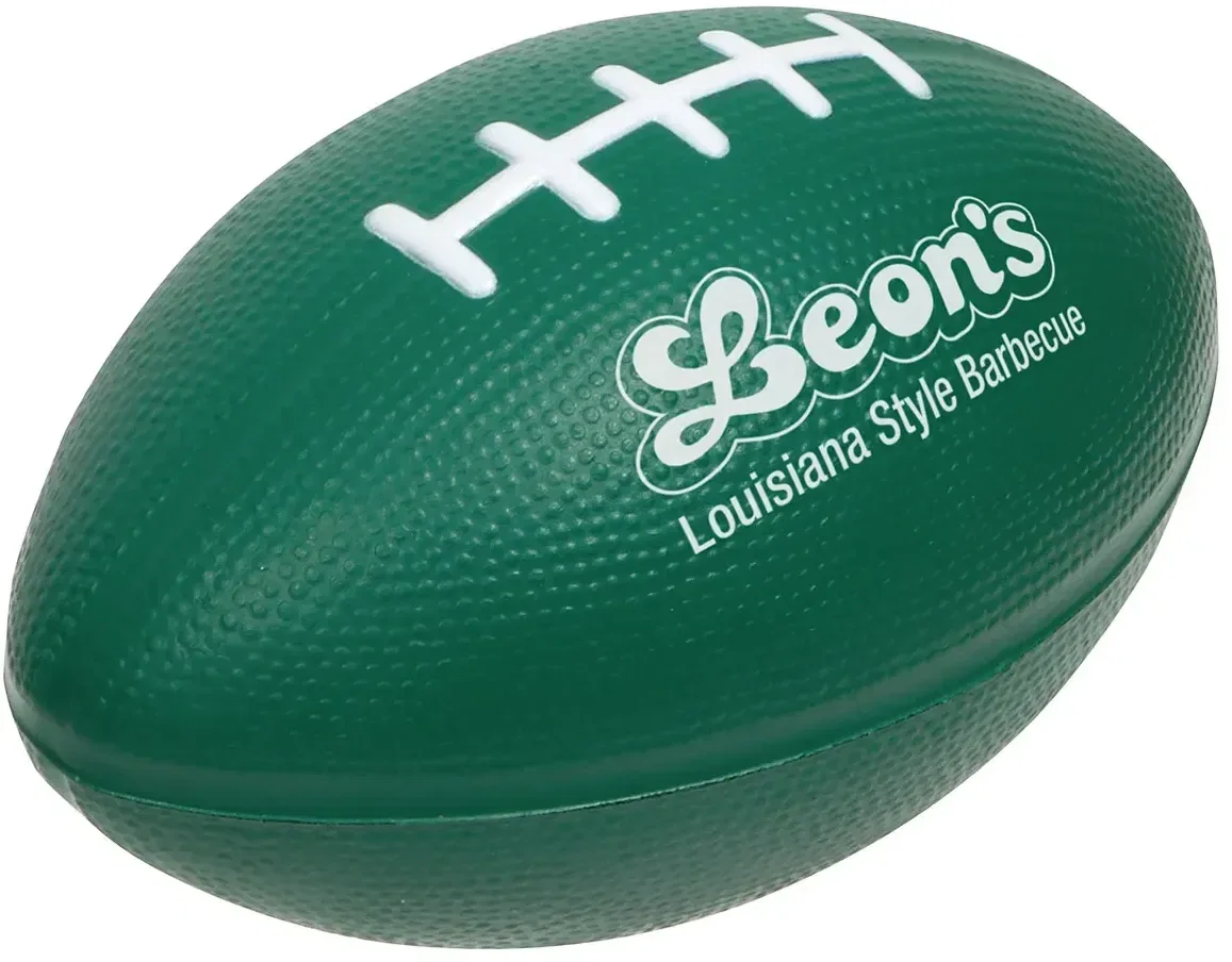 Large Football Stress Reliever side view, branded football squeeze toy for sports giveaways